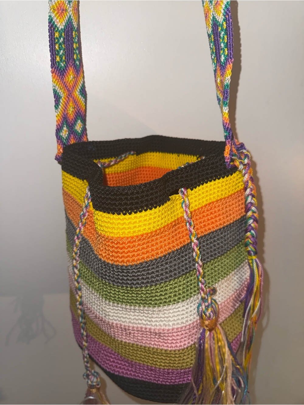 Handmade Bucket Satchel Purse with Tassels